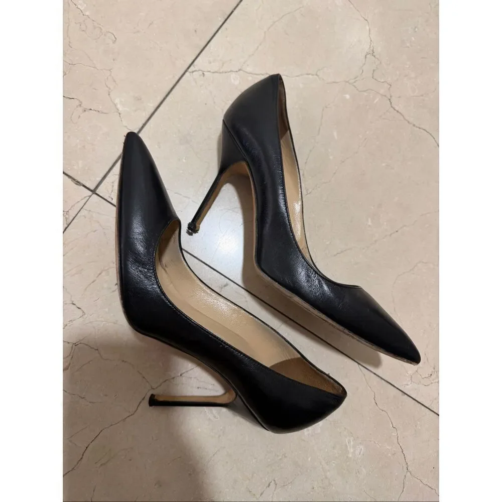 Manolo Blahnik black pump heels leather size 37